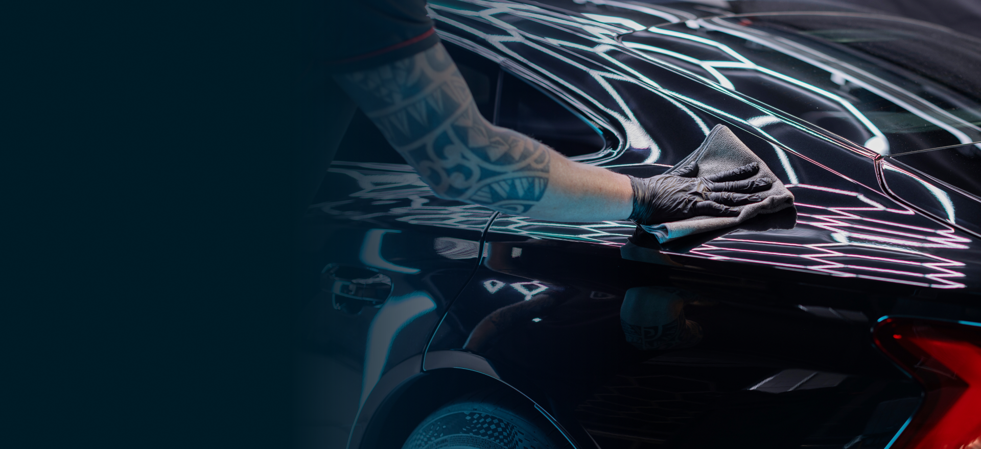 Ceramic coating being applied to a car